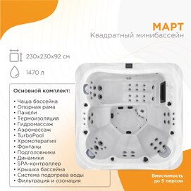 Мини-бассейн Radomir Март 230x230 1-30-0-0-0-360 с гидромассажем, белый, коричневый
