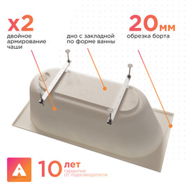 Фото Акриловая ванна Radomir Виктория лайт Ангосто 155х70 1-01-0-0-8-271 установочный комплект, белая