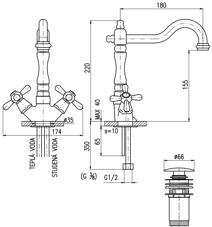 Смеситель для раковины Rav Slezak MK121.5/8SM бронза, цвет хром - фото 2