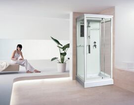 Фото Душевая кабина River TANA 80 квадратная 80x80 низкий поддон, прозрачное стекло, профиль белый