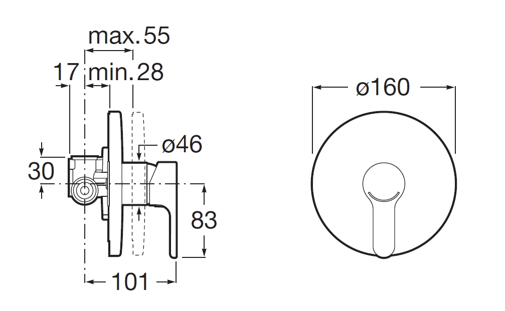 Смеситель Roca L20 Built-in shower mixer, цвет хром - фото 2