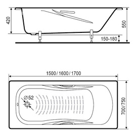    Roca Princess-N 170x70    , 2,4, anti-slip 2209E0000