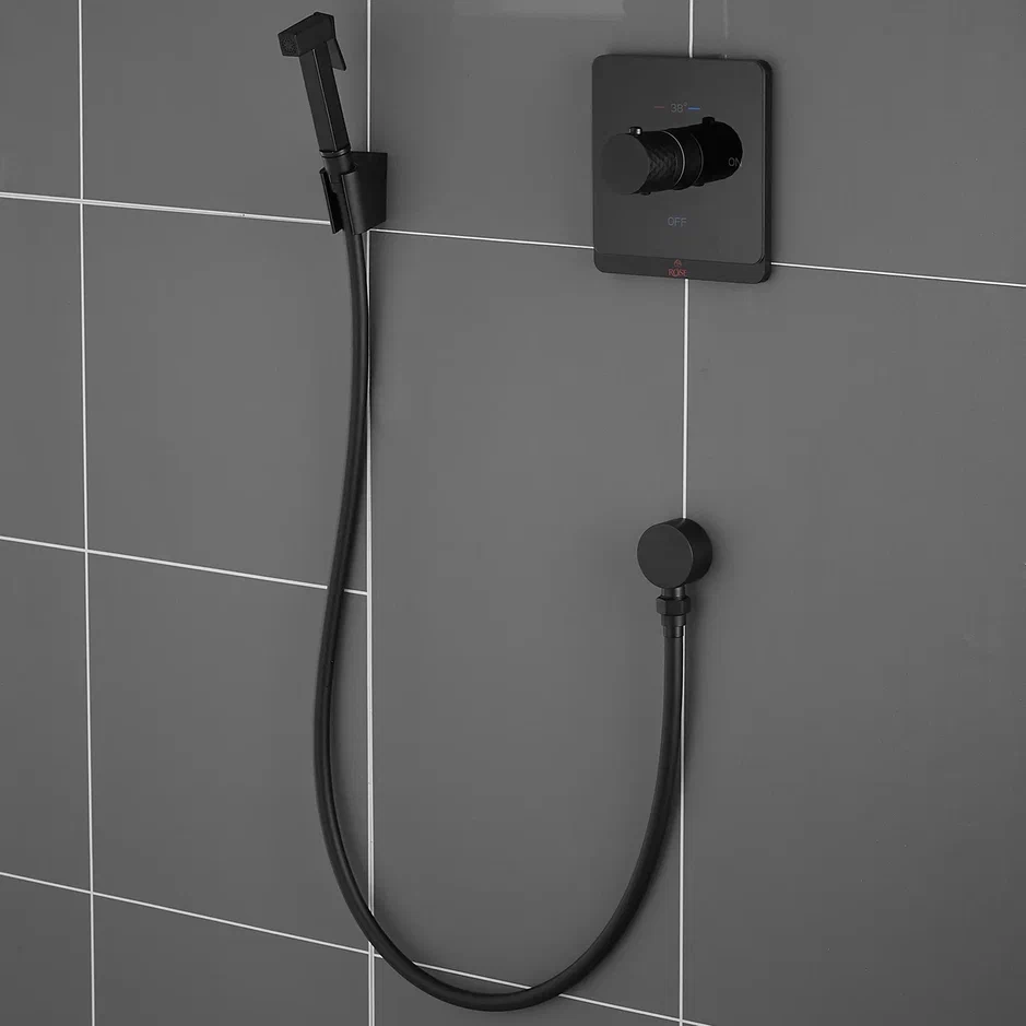 Гигиенический душ со смесителем Rose R105H с термостатом черный, цвет черная - фото 7