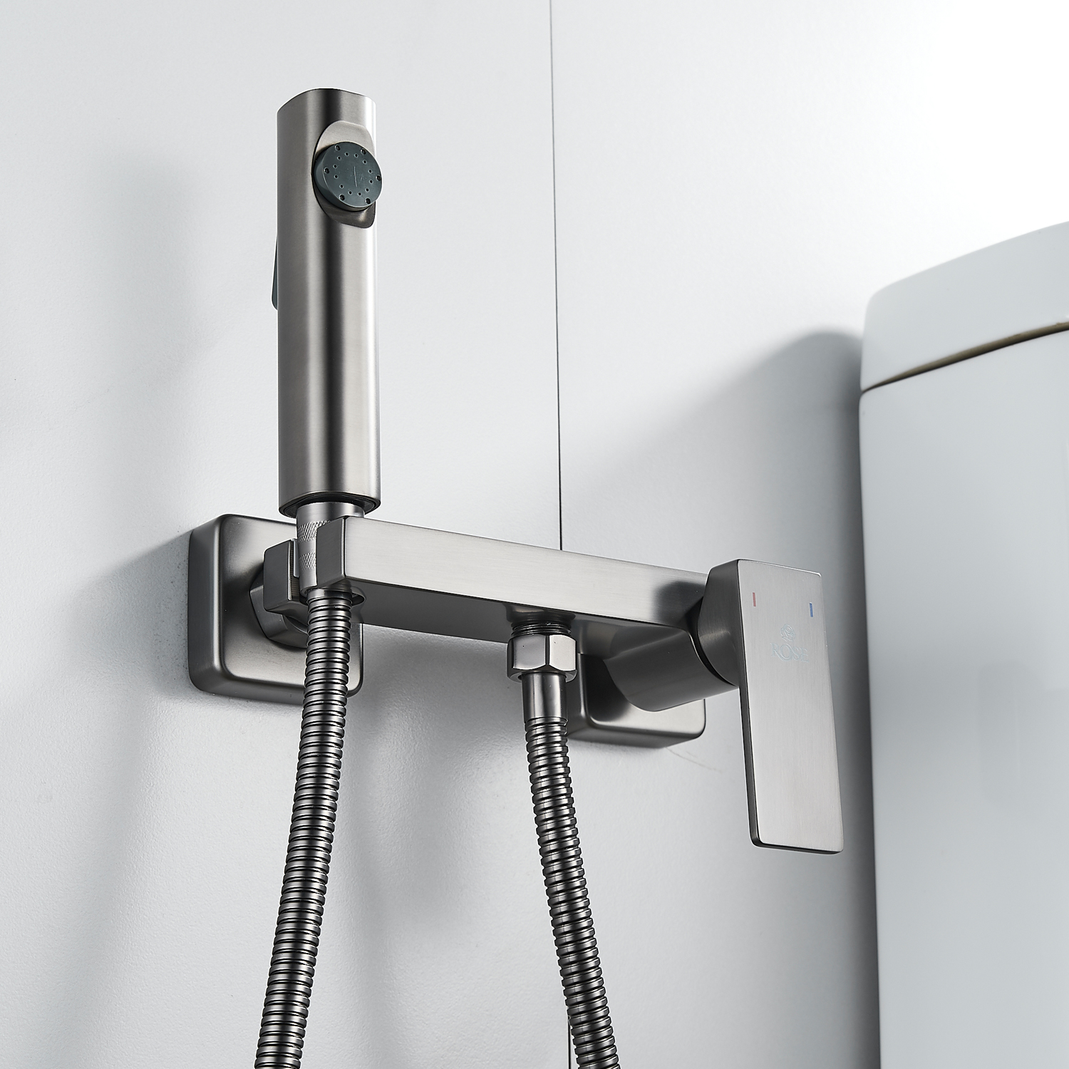 Гигиенический душ со смесителем Rose R1805T-1 оружейная сталь, цвет серый - фото 1