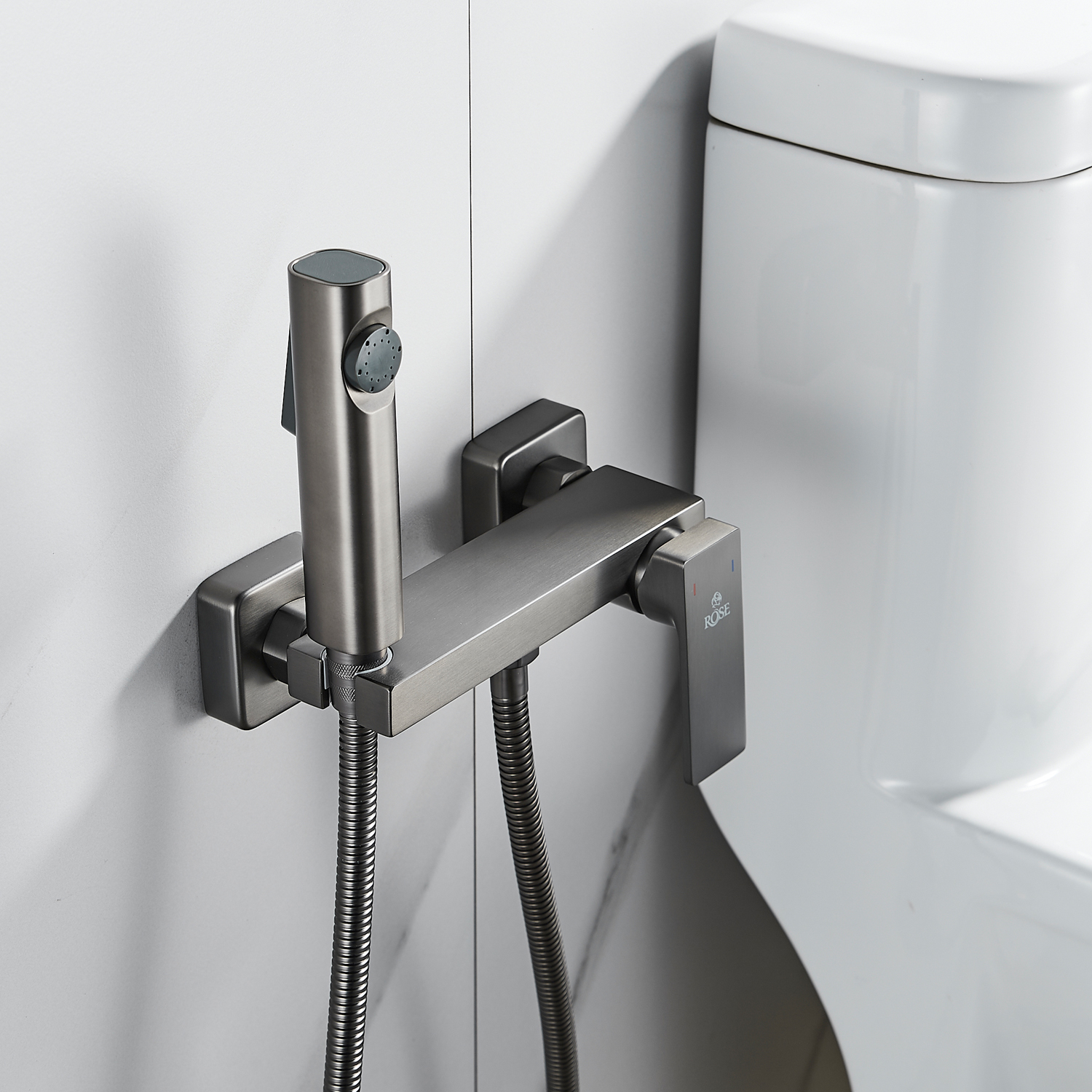 Гигиенический душ со смесителем Rose R1805T-1 оружейная сталь, цвет серый - фото 2