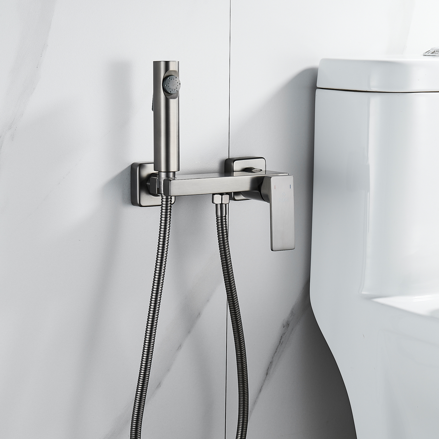 Гигиенический душ со смесителем Rose R1805T-1 оружейная сталь, цвет серый - фото 4