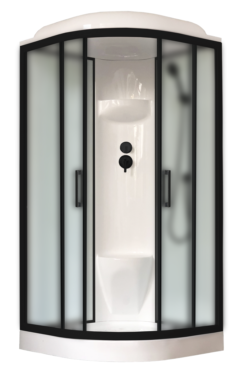 Душевая кабина Royal Bath 100х100 RB 100HK6-WC-BL стекло матовое профиль черный задняя стенка белая 61805₽