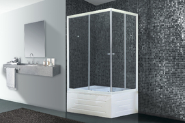 Душевой уголок Royal Bath 120х80 RB 8120BP-Т L стекло прозрачное, профиль белый, с поддоном