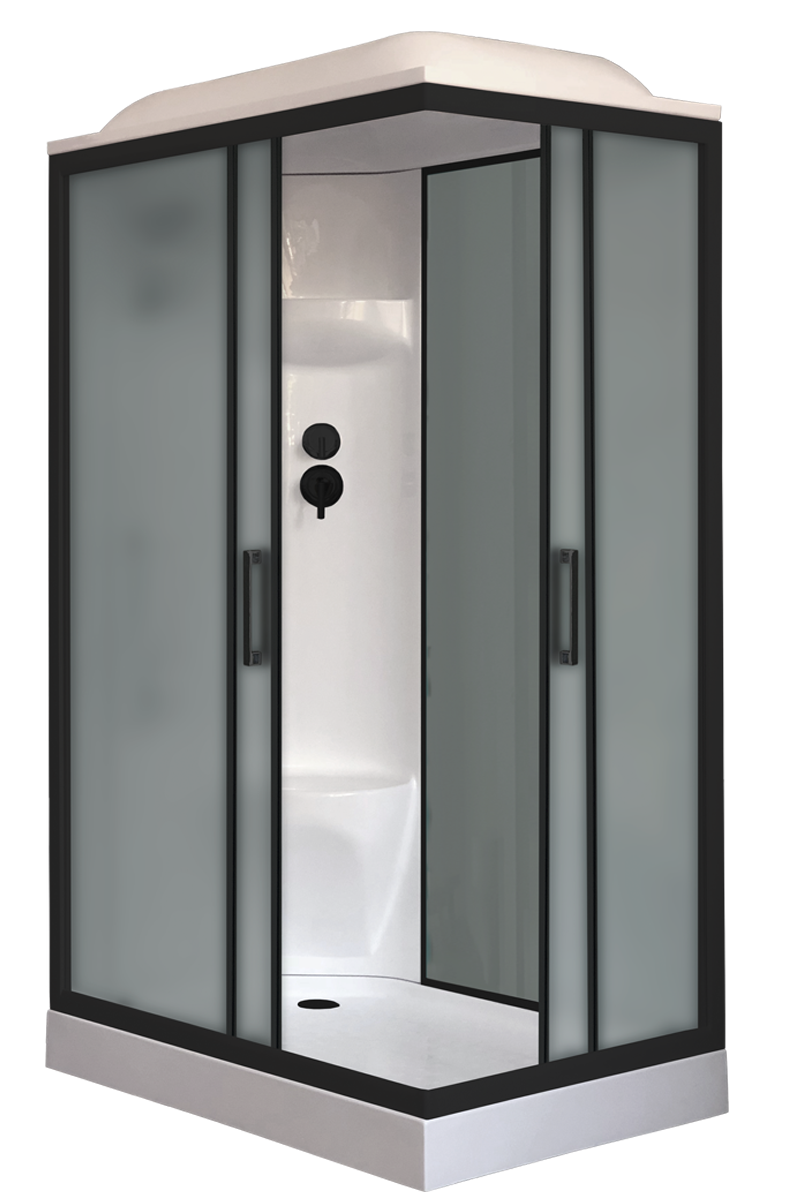 Душевая кабина Royal Bath 120х80 RB 8120HP6-GC-BL стекло матовое профиль черный задняя стенка серая 61382₽