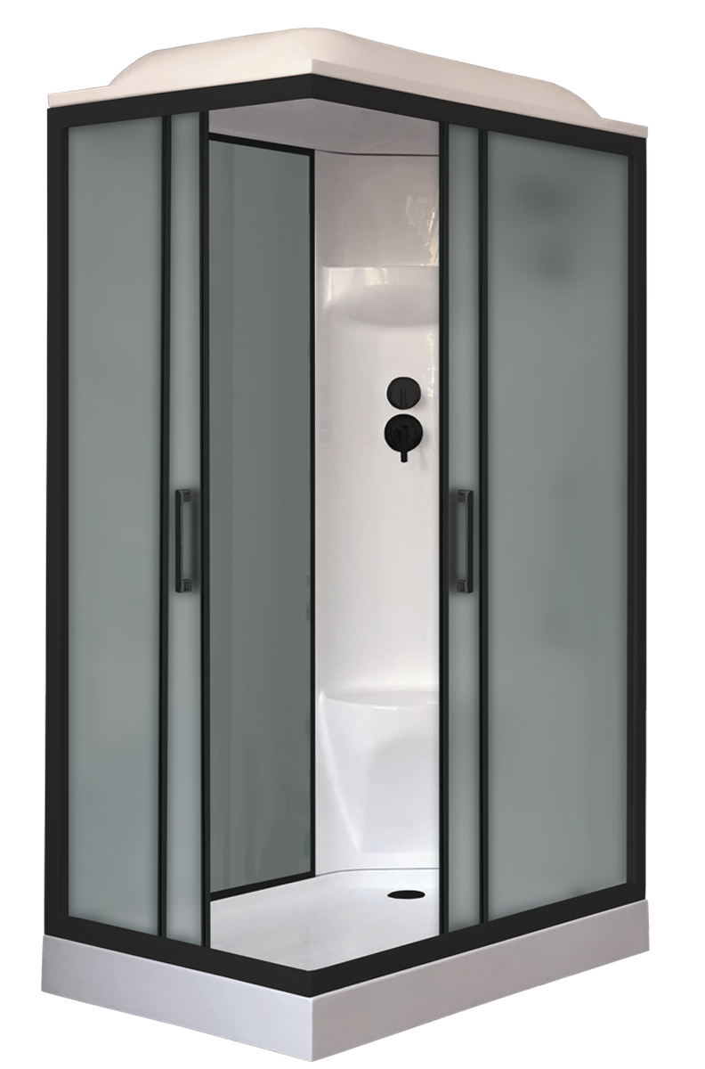 Душевая кабина Royal Bath 120х80 RB 8120HP6-GC-BL стекло матовое профиль черный задняя стенка серая 61382₽