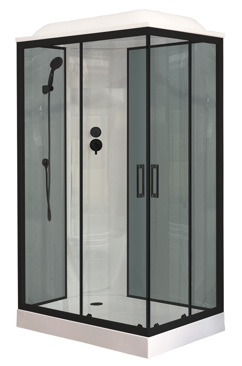 Душевая кабина Royal Bath 120х80 RB 8120HP6-GT-BL стекло прозрачное профиль черный задняя стенка серая 58562₽