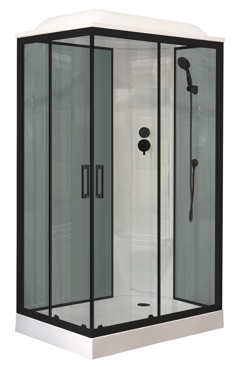 Душевая кабина Royal Bath 120х80 RB 8120HP6-GT-BL стекло прозрачное профиль черный задняя стенка серая 58562₽