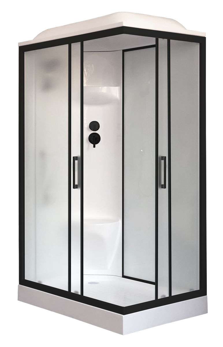 Душевая кабина Royal Bath 120х80 RB 8120HP6-WC-BL стекло матовое профиль черный задняя стенка белая 48975₽