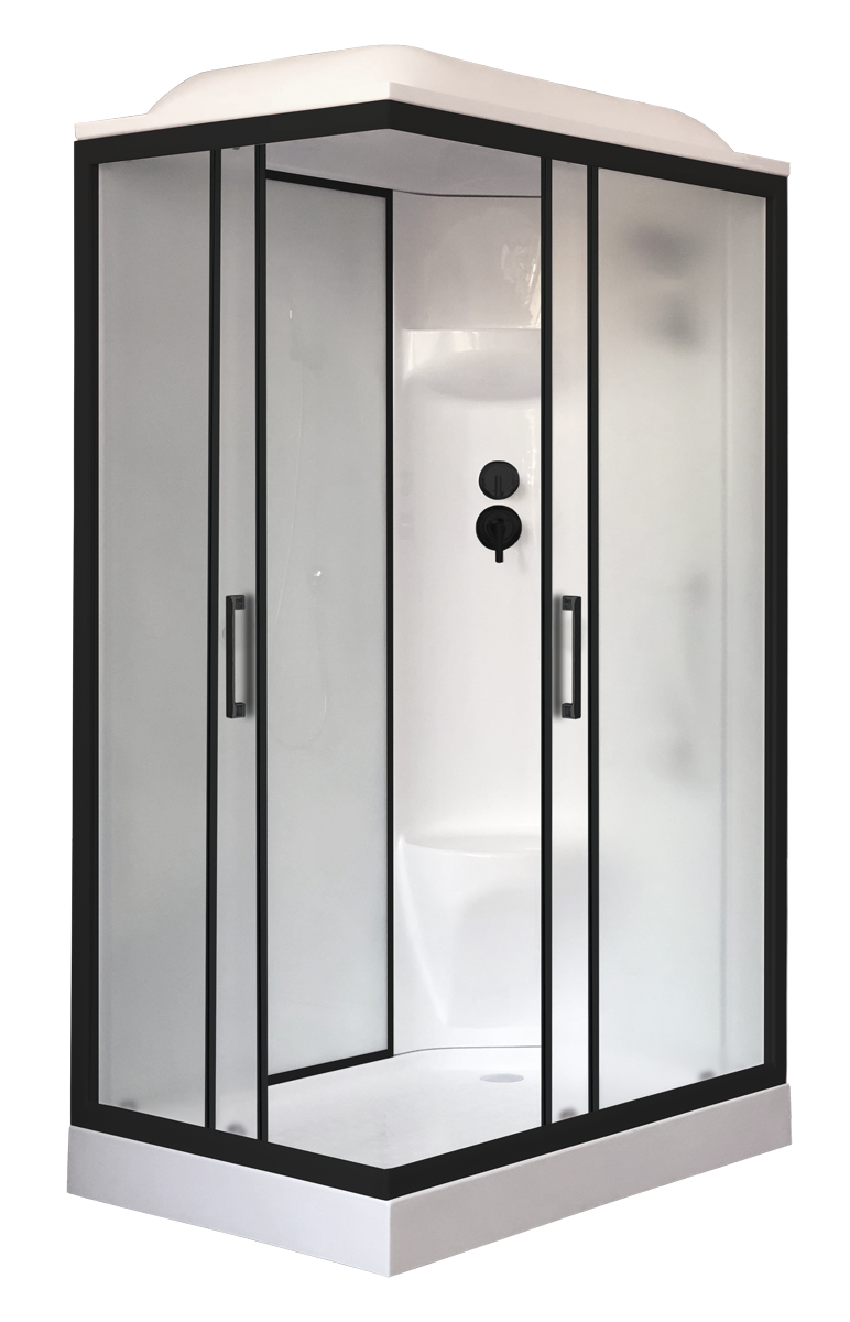 Душевая кабина Royal Bath 120х80 RB 8120HP6-WC-BL стекло матовое профиль черный задняя стенка белая 48975₽