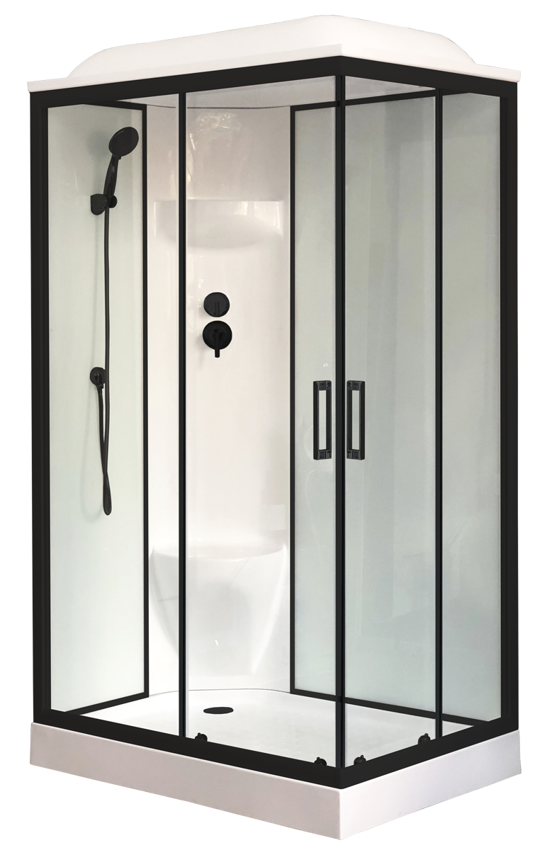 Душевая кабина Royal Bath 120х80 RB 8120HP6-WT-BL стекло прозрачное профиль черный задняя стенка белая 58562₽