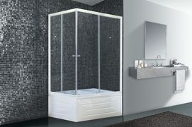Душевой уголок Royal Bath 120x80 RB 8120BP-Т R стекло прозрачное, профиль белый, с поддоном