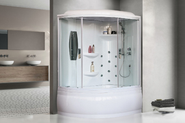 Душевая кабина с ванной Royal Bath 150х100 RB150ALP-T-R стекло прозрачное, профиль белый