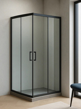 Душевой уголок Royal Bath 75х75 RB HPD-T-BL стекло прозрачное, профиль черный, без поддона