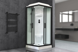 Душевая кабина Royal Bath 80х80 RB 80HP6-WC-BL стекло матовое, профиль черный, задняя стенка белая