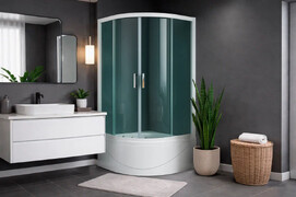 Душевой уголок Royal Bath 90х90 RB 90BК-Т стекло прозрачное, профиль белый, с поддоном