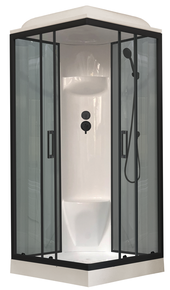 Душевая кабина Royal Bath 90х90 RB 90HP6-GT-BL стекло прозрачное профиль черный задняя стенка серая 53627₽