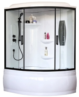 Душевой бокс Royal Bath ALP 170x100 RB170ALP-T-BL-L стекло прозрачное, профиль черный матовый