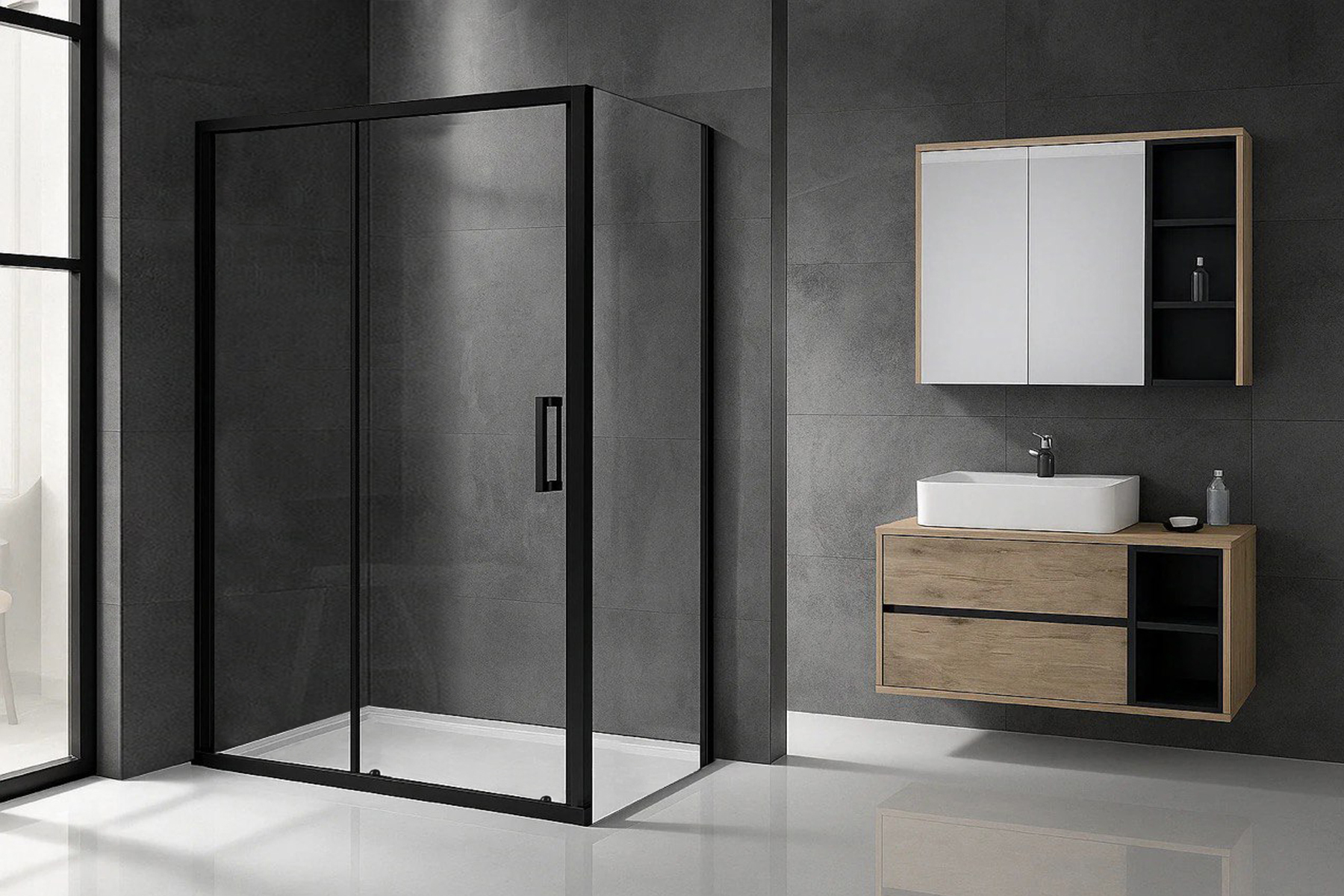 Душевой уголок Royal Bath Accord 140х110 RB 11140HPS-T-BL стекло прозрачное профиль черный 50210₽