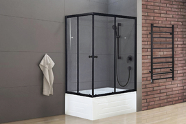 Душевой уголок Royal Bath BP 120х80 RB8120BP-T-BL-R стекло прозрачное, профиль черный, с поддоном