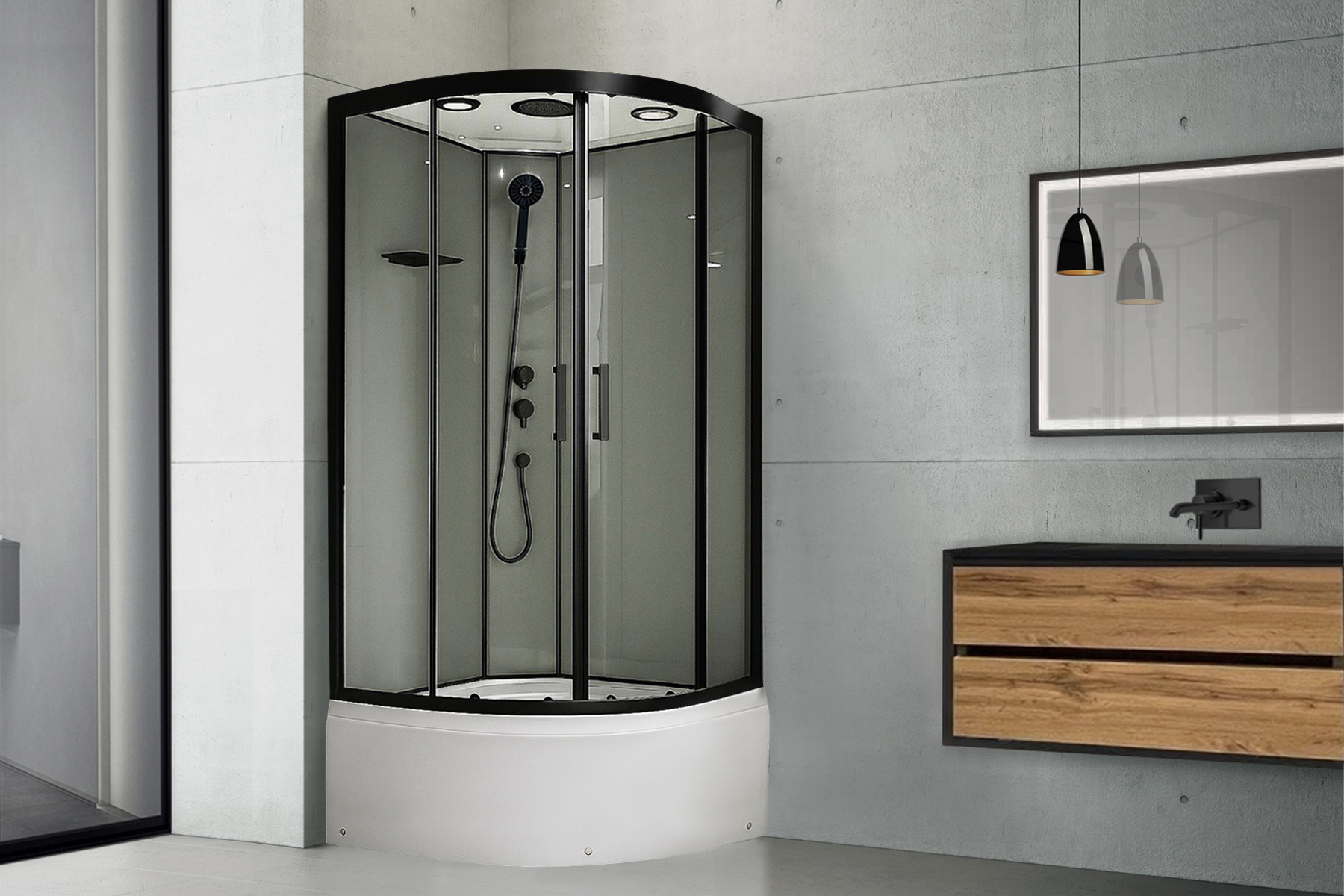 Душевая кабина Royal Bath Fato 90x90 RB90CK-TG-BL FATO стекло прозрачное профиль черный 45073₽
