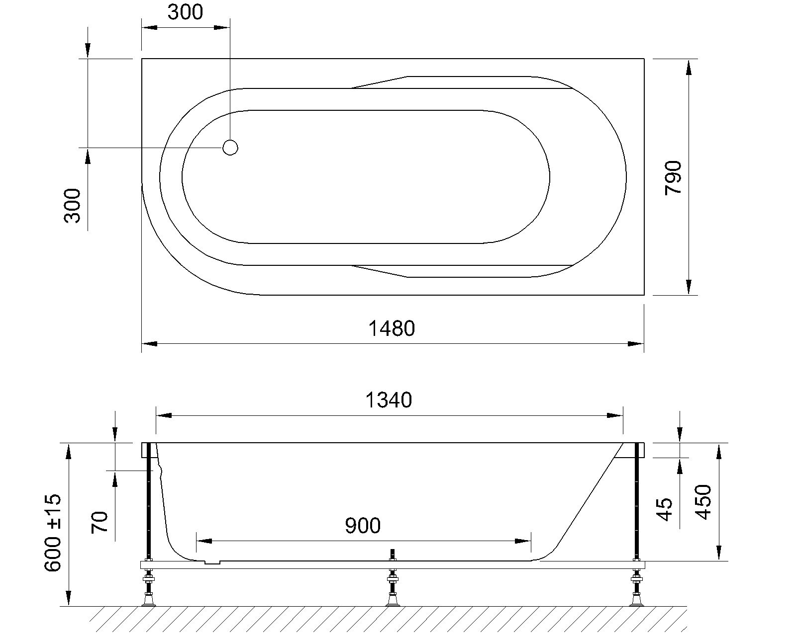 Гидромассажная ванна Royal Bath Azur De Luxe 150x80 R, размер 150x80, цвет белый - фото 2