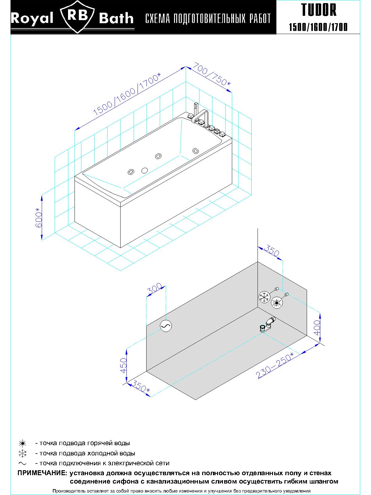 Гидромассажная ванна Royal Bath Tudor Standart 170x75, размер 170x75, цвет белый - фото 3