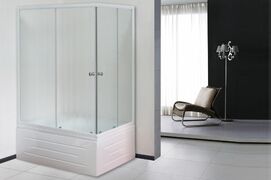 Душевой уголок Royal Bath 120х80 RB 8120BP-C L стекло матовое, профиль белый, с поддоном