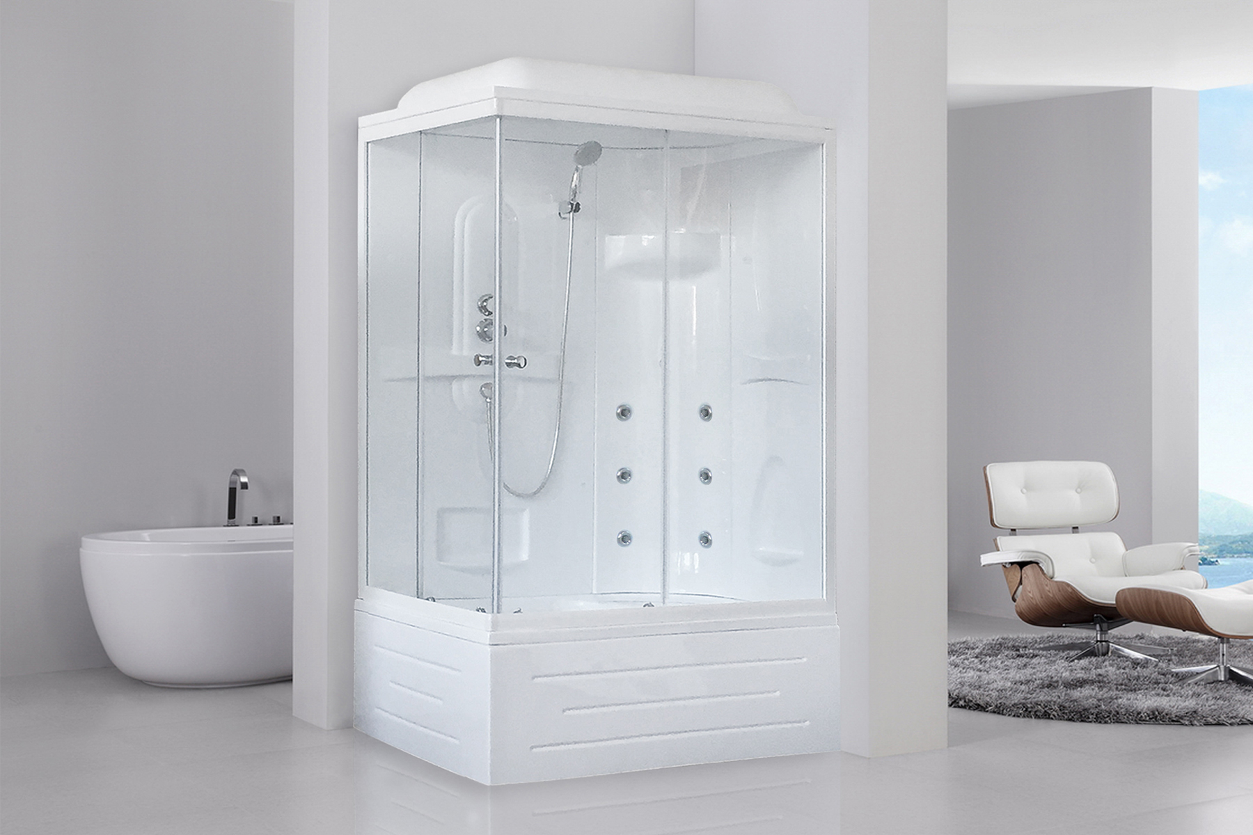 Душевая кабина Royal Bath 120х80 RB 8120ВРII R стекло прозрачное профиль белый 48292₽