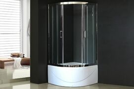 Душевой уголок Royal Bath 90х90 RB 90BK-T-CH стекло прозрачное, профиль хром, с поддоном