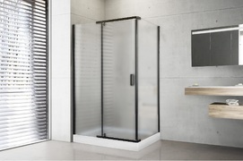 Душевой уголок Royal Bath RB8120HPV-C-BL-L поддон в комплекте, стекло матовое, профиль черный