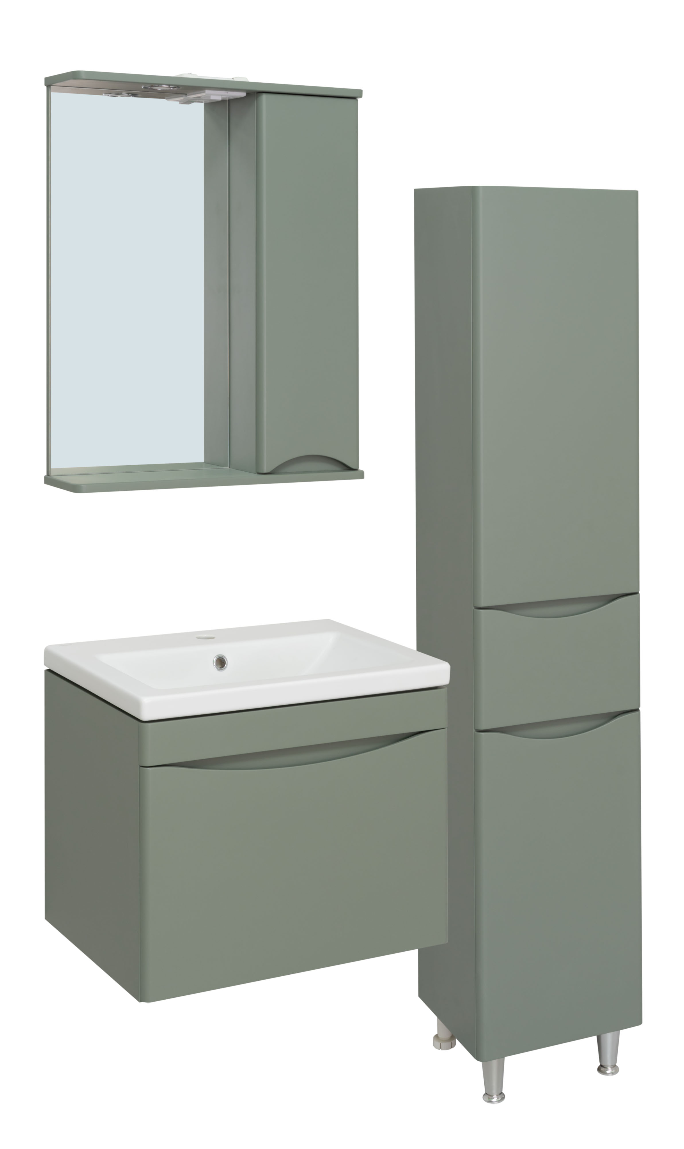 Мебель для ванной комнаты Runo Афина 61 см подвесная, цемент, цвет серый 00-00001205 - фото 2