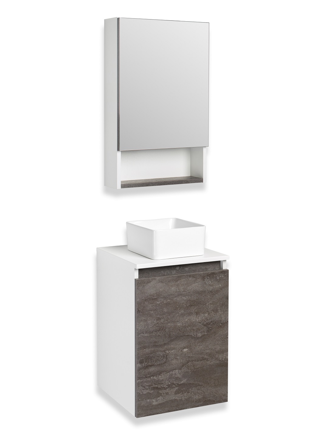 Мебель для ванной комнаты Runo Бари 40 см подвесная, белая, железный камень, цвет белый 00-00001376 - фото 2