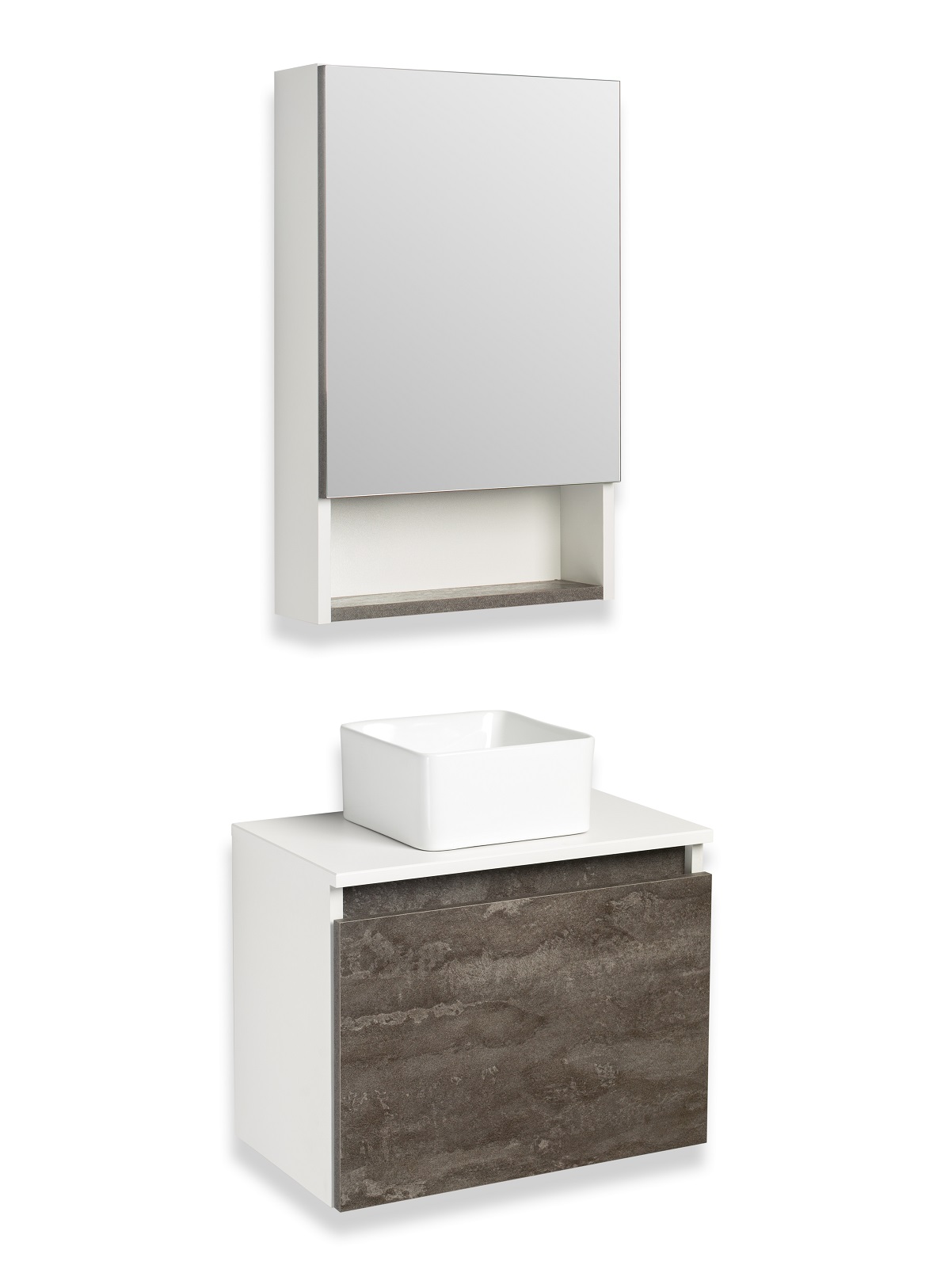Мебель для ванной комнаты Runo Бари 50 см подвесная, белая, железный камень, цвет белый 00-00001377 - фото 2