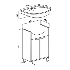 Фото Мебель для ванной комнаты Runo Эконова 50 см напольная, дверцы, какао-бежевая