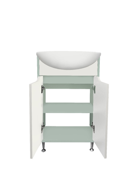 Фото Мебель для ванной комнаты Runo Эконова 60 см напольная, дверцы, бирюзово-белая