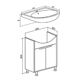 Фото Мебель для ванной комнаты Runo Эконова 60 см напольная, дверцы, бирюзово-белая