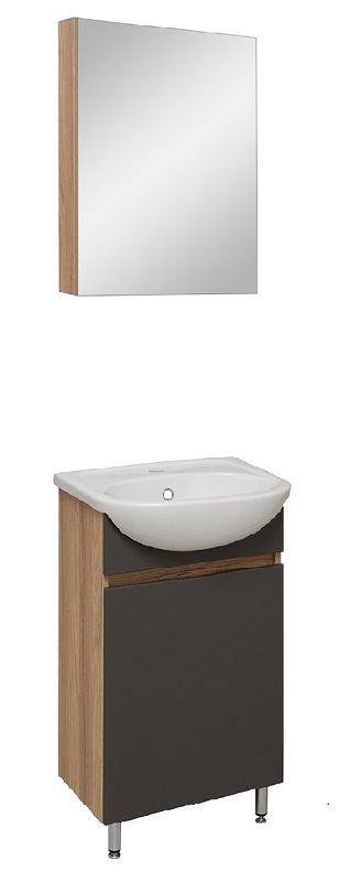 Мебель для ванной комнаты Runo Лада 40 см напольная, дуб серый, графит, цвет черный 00-00001195 - фото 2