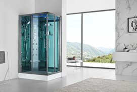 Душевая кабина SSWW 120x80  BU621L стекло прозрачное, профиль черный 