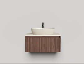 Мебель для ванной Salini  Domino 80 см 1 ящик, фасад гладкий коричневый, шпон