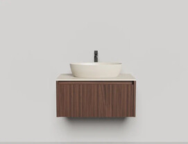 Мебель для ванной Salini  Domino 80 см 1 ящик, фасад фрезерованный коричневый, шпон
