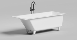 Ванна из литьевого мрамора Salini  Cascata KIT 170x70 104813G S-sense, белая глянцевая
