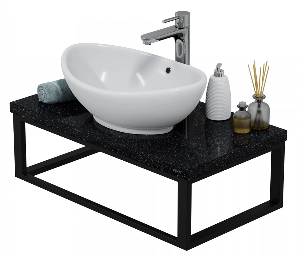 Мебель для ванной комнаты СанТа 80 см подвесная, муар, цвет черный 900145 - фото 5