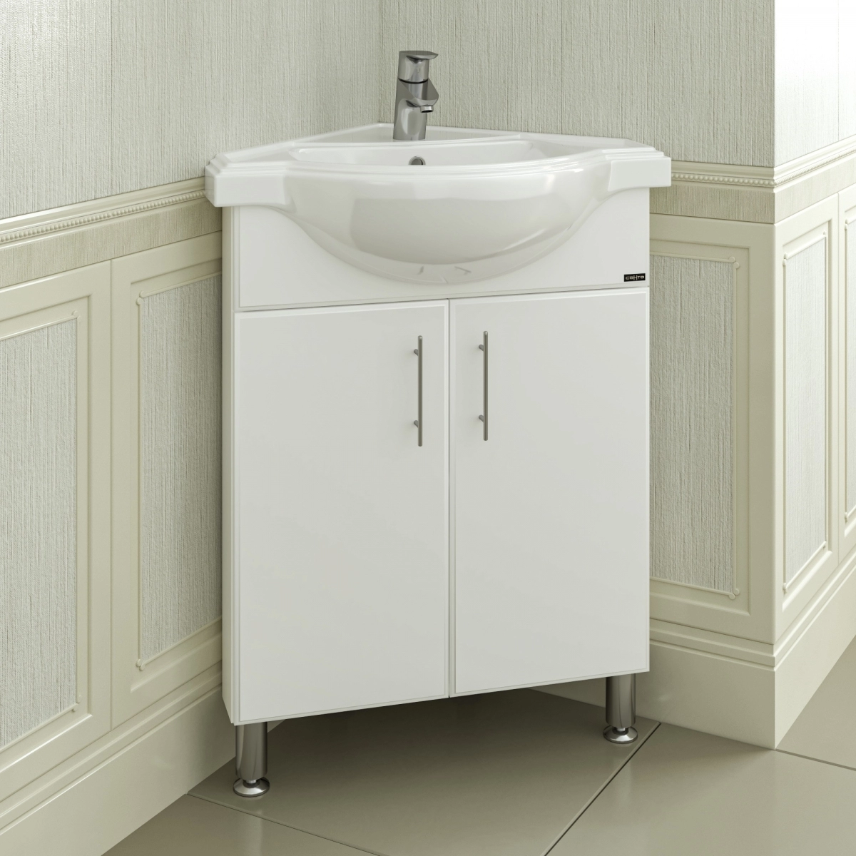 Мебель для ванной комнаты СанТа Аврора 60 см угловая, белая, цвет белый 216001 - фото 2