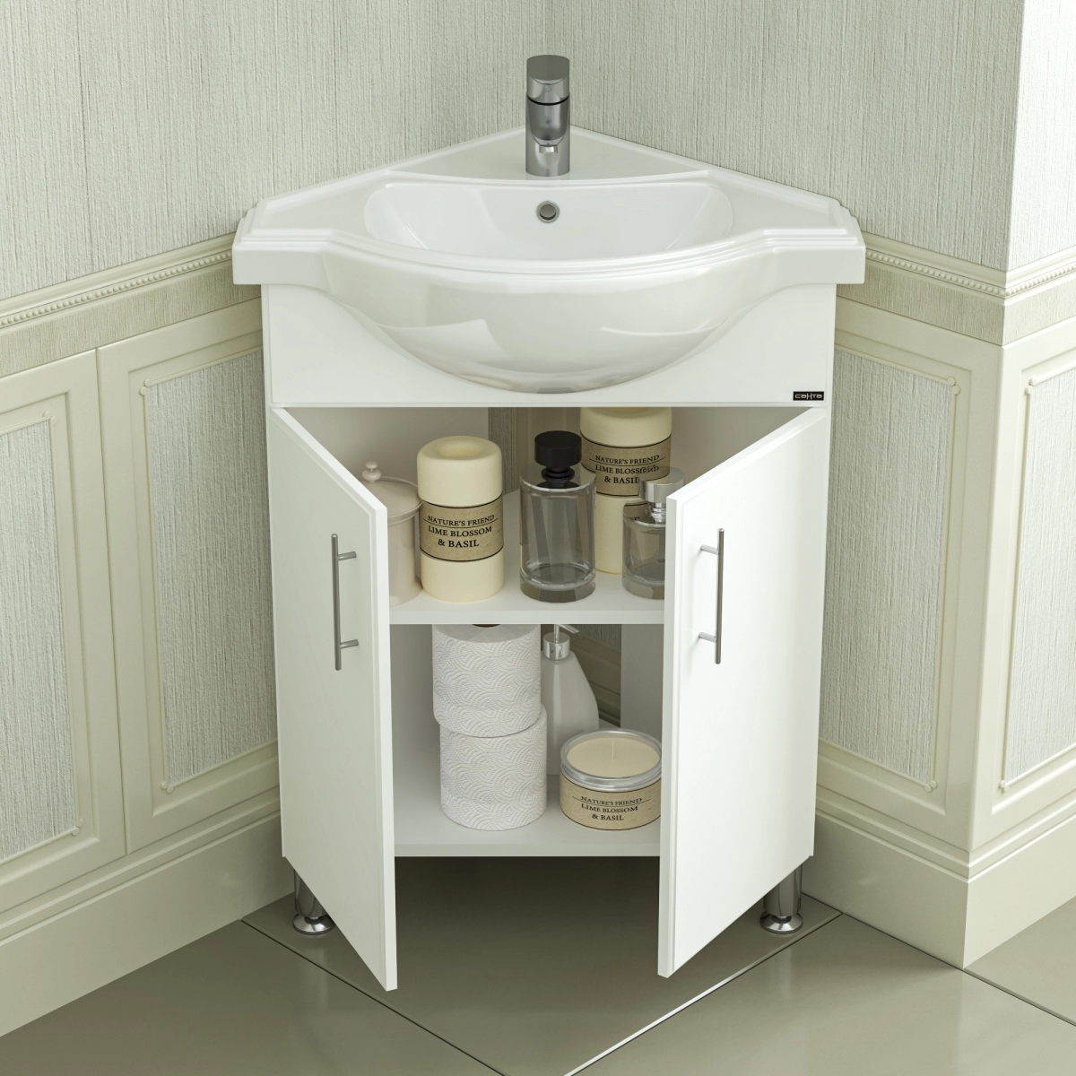 Мебель для ванной комнаты СанТа Аврора 60 см угловая, белая, цвет белый 216001 - фото 3