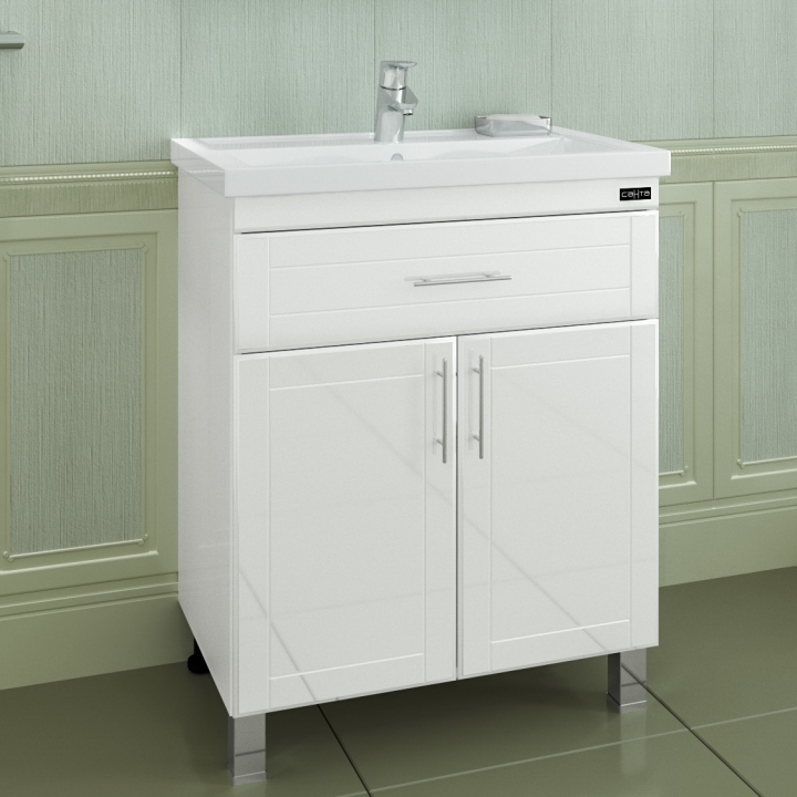 Мебель для ванной комнаты СанТа Дублин 70 см напольная, белая, цвет белый 223004 - фото 4